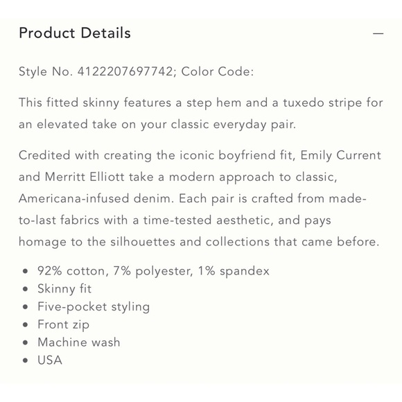 CURRENT/ELLIOTT THE STILETTO TOWNIE W/SLANTED STEP HEM TUXEDO STRIPE DENIM JEANS - Picture 3 of 16